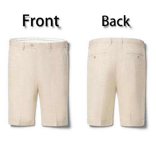 Men's 2 Piece Linen Suits Set Regular Fit Casual Lightweight Blazer Jacket and Shorts4