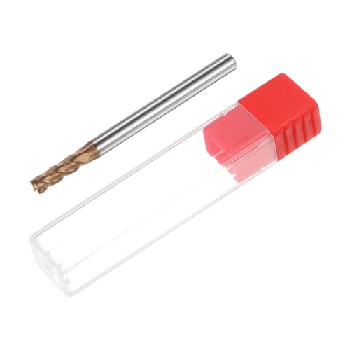 Image of HARFINGTON Micro Grain Carbide Square End Mill 4 /29 inch x 7 /16 inch (3.5mm x 11mm) Cut 5 /32 inch (4mm) Shank 2 inch (50mm) Length AlTiN Coated 4 Flutes Square Nose Cutter for Alloy Steel Hardened Steel