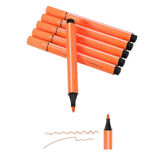PATIKIL カラーマーカー オレンジ6個セット 洗える塗り絵・描画・落書き用 ブロードラインアートマーカー 水彩ペン セット 大人 塗り絵ブック スケッチング