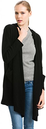 Women's Hooded Open Front Long Cardigan - 100% Cashmere Long Sleeve with Side Pocket Cover Ups for Women2