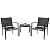 Greesum 3 Pieces Patio Furniture Set Outdoor Conversation Textilene Fabric Chairs for Lawn, Garden, Balcony, Poolside with A Glass Coffee Table, Black