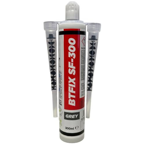 BTFIX SF-300 ml | 2K Injektionsmörtel | Verbundmörtel | Chemiedübel für Beton & Mauerwerk | inkl. 2x Statikmischer | Schwerlastbefestigung | styrolfrei | Montagemörtel Klebeanker (1x 300ml)