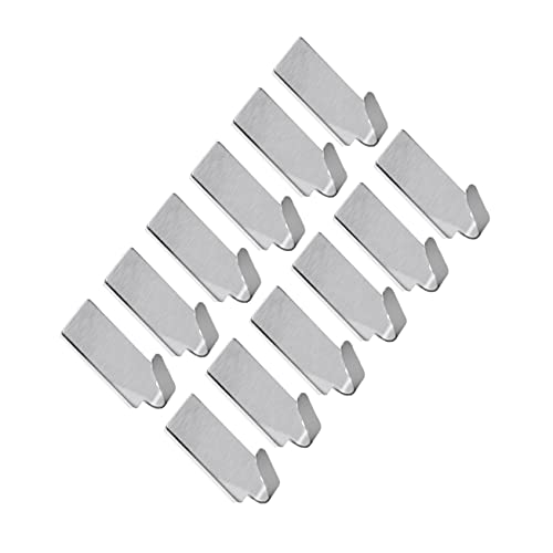 INOOMP 12Pcs Stainless Steel Adhesive Towel Hooks Wall Hooks for Bathroom Kitchen Easy to Install Towel Racks for Household Use Finish