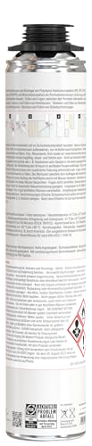 Fischer Premium Perimeter Klebeschaum PUP P 750, Montageschaum zum Isolieren, Verkleben & Befestigen, Bauschaum für rund 13 qm Wandfläche, PU-Schaum für Schaumpistolen, 750 ml, Transparent