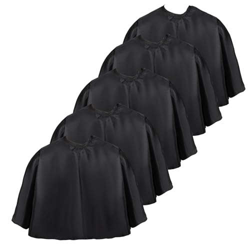Short Barber Cape, Waterproof Nylon Salon Hair Cutting Cape, Makeup Artist Cape for Hair Dye, Comb-out, Styling, Shampoo (5, Black)