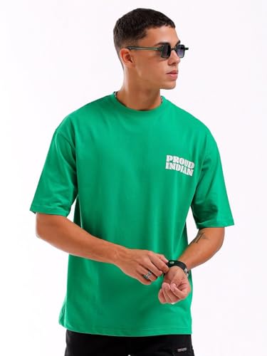 Image of THE INDIAN GARAGE CO Men Boxy Oversized Graphic Back Printed Round Neck Tshirt