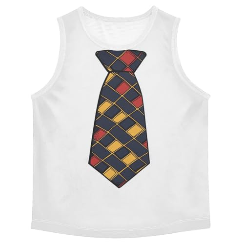 Boys Tank Top Shirts Red Tie Sleeveless T-Shirts Crew Neck for Kids Clothing Children