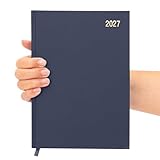 evelay 2027 Diary A4 A5 Page a Day - Hardback Planner Organiser Journal with 70gsm Paper & Ribbon Marker - Ideal for Work, School & Personal Planning (A5, Navy) - Image 2