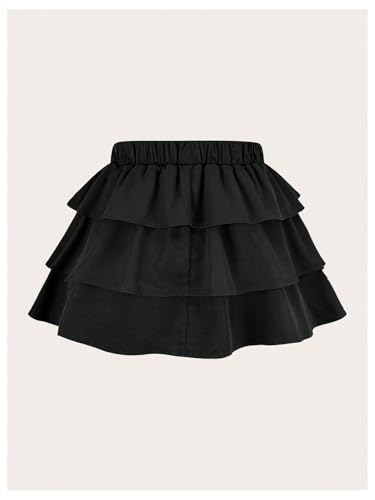 OYOANGLE Women's Plus Size Elastic High Waist Short Skirt Layered Ruffle Hem Mini Skirts2