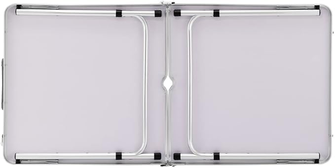 Tavolo da Campeggio Picnic con Struttura in Alluminio, Sistema Pieghevole con Maniglia per Trasporto Facilitato, Ideale per Giardino e Pranzi Esterni, 60x150x70cm (Bianco)