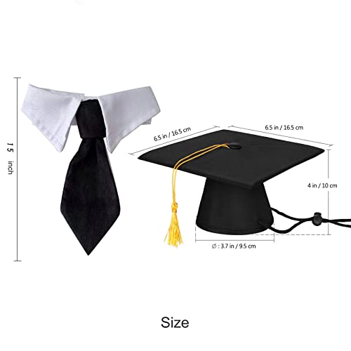 2 Pieces Pet Graduation Caps Black Cats Dog Graduation Hats With Necktie Pet Cosplay For Small Medium Large Dogs Cats Graduation Party Dress Costume Accessory #TOP6
