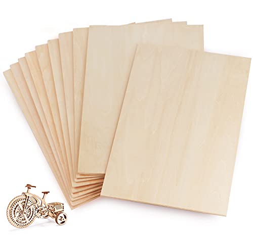 10Pcs Plywood Sheets, 300 x 200 x 1.6mm Unfinished Basswood Sheets Board for Woodcraft Model, Crafts, Painting, Engraving, Stenciling, Home Decor