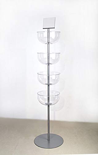 AMKO R-IBT-4 4 Tier Acrylic Bowl Display, Powder Coat Silver