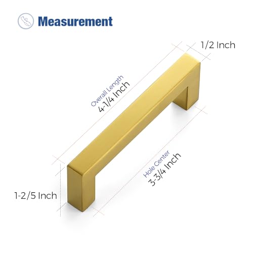 Image of Ravinte 30 Pack Kitchen Gold Cabinet Handles 3-3 /4 Inch Hole Center Stainless Steel Square Cabinet Pulls for Dresser Drawer Cupboard Handles with Screwdriver