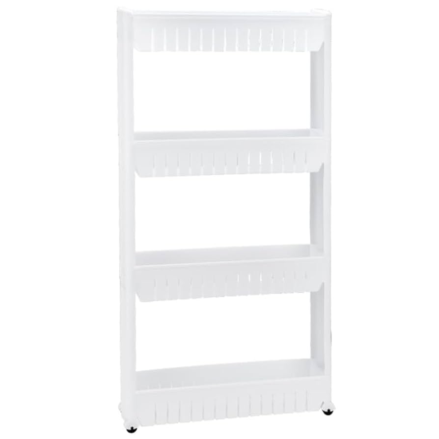 【幅42cm】ワゴン キャスター付き おしゃれ ワゴンラック【ホワイト】 Amazon.co.jp: 隙間収納 キッチンワゴン キッチンラック幅10cm
