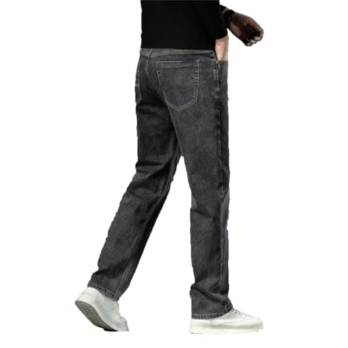 Mens Jeans Straight Loose Business Casual Stretch Denim Pants Comfortable Plus Size Fashion4