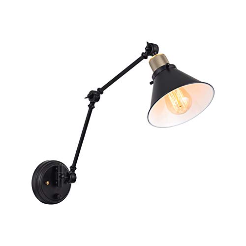 Apliques de pared enchufables, apliques de pared regulables con interruptor, luces de pared de brazo oscilante, luces de pared enchufables, lámparas de pared industriales con luces de pared modernas