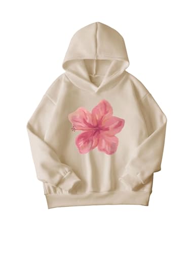 Floerns Girl's Cute Floral Hoodie Long Sleeve Hooded Sweatshirt Pullover Top Fall Outfits