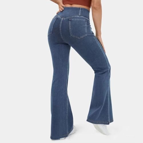 High Waisted Stretchy Flare Jeans for Women Trendy 2024 Bootcut Bell Bottom Jeans V Cross Tummy Control Flare Pants3