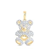 Generic 10k Gold and 5/8 CTTW Natural Diamond Teddy Bear Pendant - Yellow or Rose Gold (Yellow Gold)