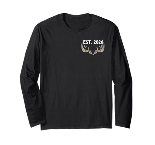 (2 Sided) Camo Dad Est 2026 Camouflage Deer Hunting New Dad Long Sleeve T-Shirt