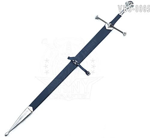 SHINY CRAFTS Handmade Viking Sword, King Arthur Medieval Historical Sword with Scabbard Medieval Crusader Sword, Knights Templar Sword (VBS-0005)