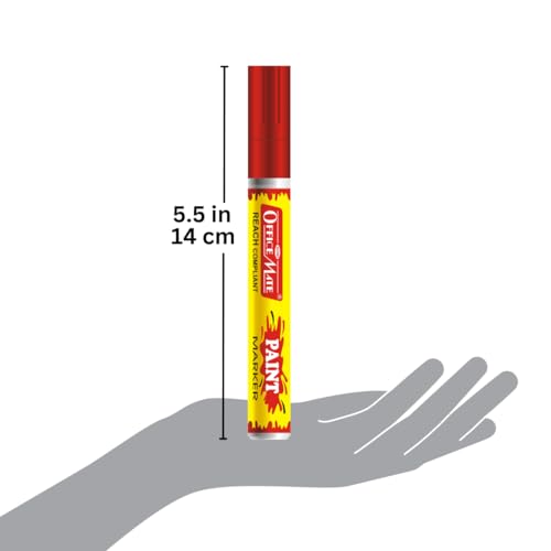 Image of Soni Officemate Regular Paint Marker | Pack of 4 (Mix) | Multi-Surface, Oil-Based, Non-Toxic Ink | 4.5 mm Bullet Tip | Ideal for Crafts, Industry & Projects