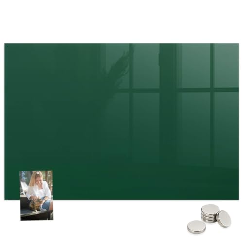 Tablero imantado verde de cristal templado 90x60 para salas de reuniones