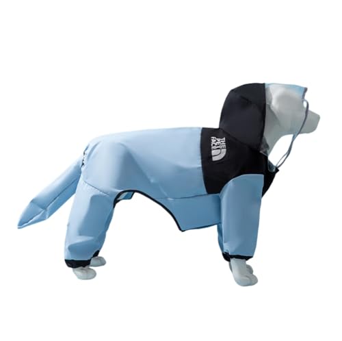Diexgiyゴールデンレトリバー大型犬レインコート中大型犬四本足防水オールインクルーシブ雨天服ラブラドールペットポンチョ (ライトブルー,4XL(背面長、胸囲59cm*77cm、推奨体重2)