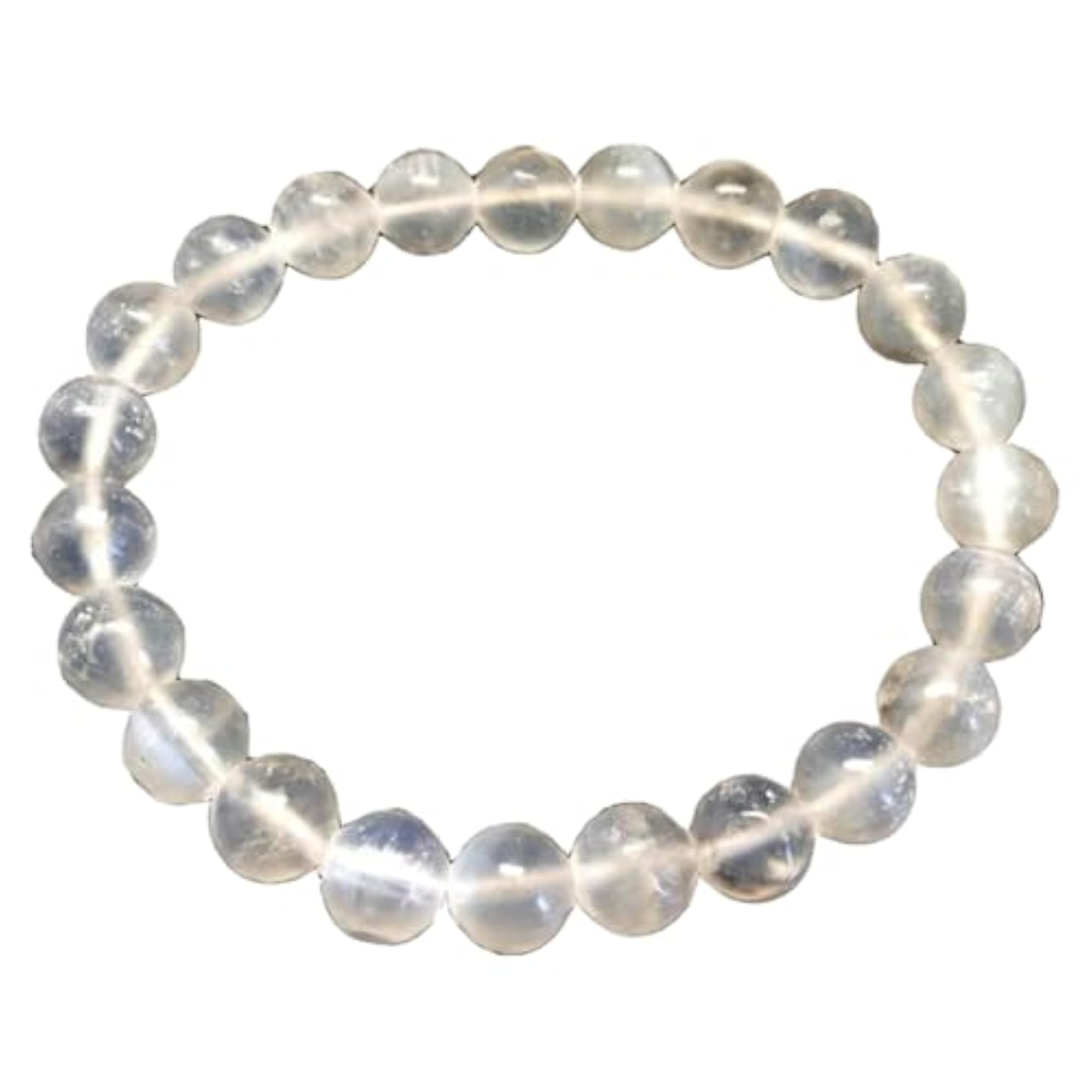 Unisex Natural Selenite 8mm Stretchable Healing Bracelet