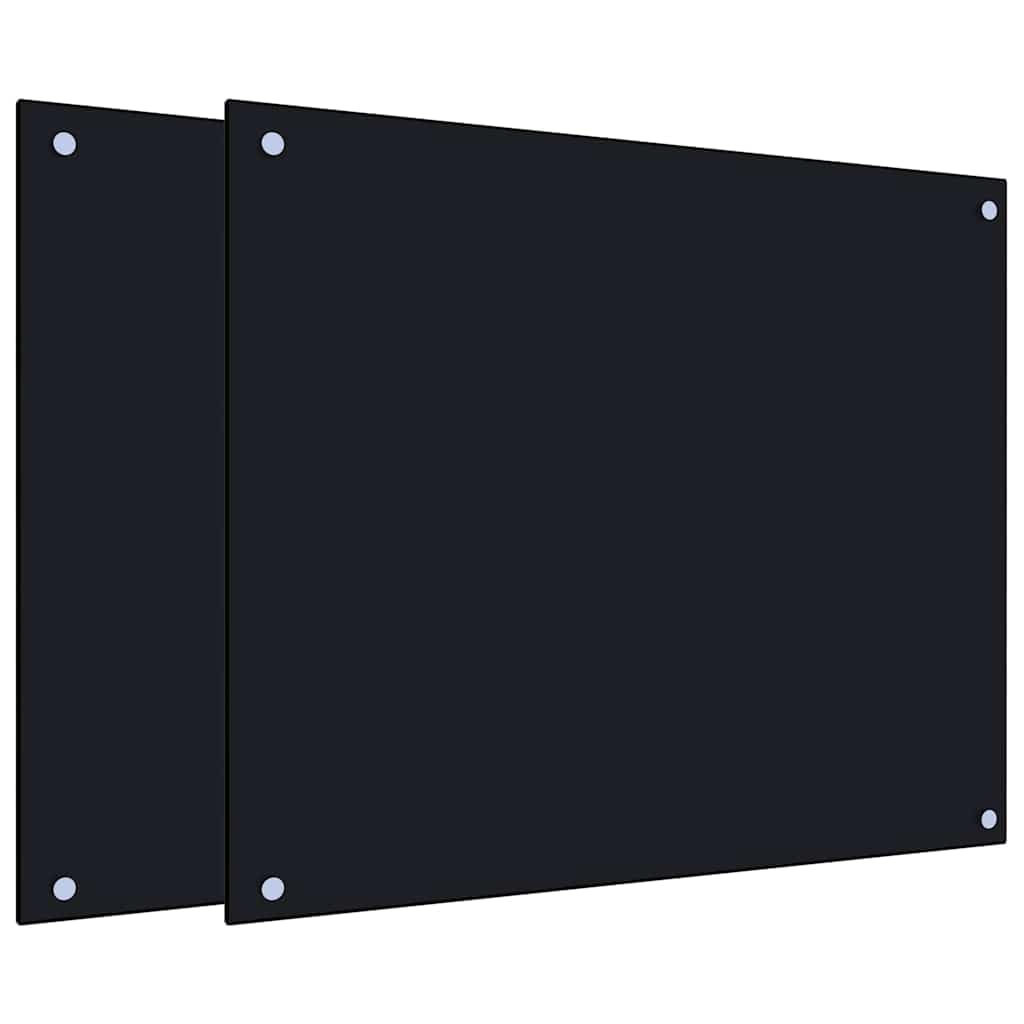vidaXL Kitchen Backsplashes 2 pcs, Wall Protector for Kitchen Bathroom Living Room Fireplace, Wall Tiles Backsplash, Black Tempered Glass