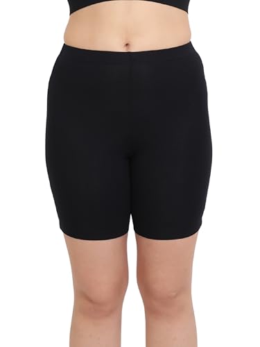 Image of GLAMORAS Women's Bamboo Spandex High Waist 4-Way Stretch Shorts | 95% bamboo 5% spandex, 4-way stretch, concealed waistband, breathable, anti-chafing, everyday comfort