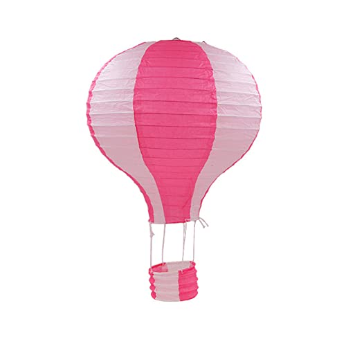 10/12/14/16inch Rainbow Hot Air Balloon Paper Lantern Lampshade Ceiling Christmas Wedding Party Bar Hanging DIY Decoration-Rose White Stripe,14inch 35cm