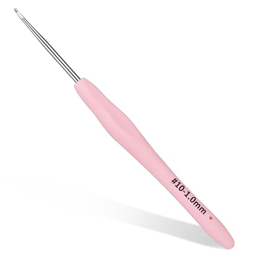 Image of SHWAKK Small Crochet Hook, 1.0 mm Lace Ergonomic Crochet Hook, Tiny Crochet Needles for Arthritic Hands, Knitting Needles with Soft Handle Beginners and Experienced Hobbyists