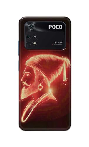 Image of Plastic Printfidaa Printed Hard Back Cover Case For Mi Poco M4 Pro 4G Back Cover (Chatrapati Shivaji Maharaj) -112,Black