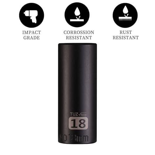 Image of 3 /8 inch Square Drive 18mm Metric Impact Socket,Hex Deep Socket Design,CR-MO Steel for Nut repair for Any Application