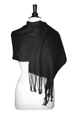 100% Wool Pashmina Solid Scarf BLACK Color Womens Shawl Wrap Scarves3