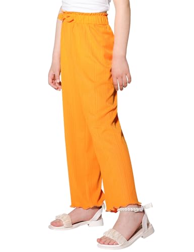 Image of Girls Wide Leg Palazzo Pant Loose Straight Cute Bow Waist Spring Summer Lightweight Dress Pant for Kids 5-14Y