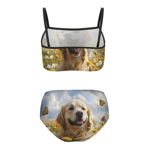 Retriever Dog Cute Dogs Girls Swimsuits Two Piece Bikini Sets Beach Sport Swimwear Bathing Suit2
