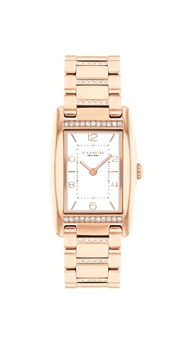 Image of Coach Reese Women's Watch - 2H Quartz Tank Watch with Crystal-Set Link Bracelet - Water Resistant 3 ATM /30 Meters - Gift for Her - Premium Fashion Timepiece for Every Occasion - 24mm