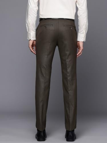 Image of Raymond Men Slim Fit Structure Pattern Polyester Blend Flat Front Formal Trouser