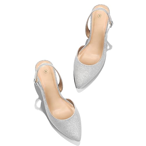 mysoft Women's Pumps Slingback Kitten Heels Pointed Toe Sexy Wedding Party Dress Pump Shoes3