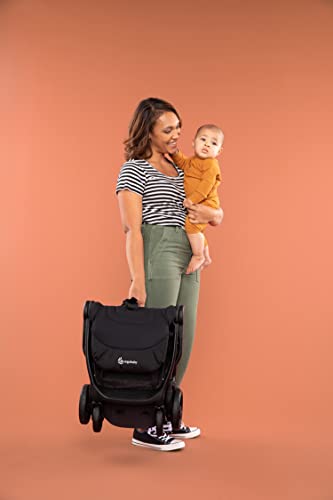 Ergobaby Metro+ Kinderwagen Buggy mit Liegefunktion, Kinder-Buggy Zusammenklappbar Autositz Kompatibel Klein Leicht Kompakt (Schwarz, Metro+)