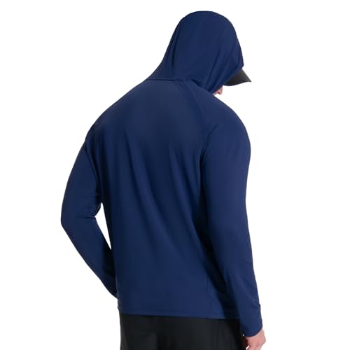 Image of Men's UPF 50+ Hoodie Shirt Long Sleeve Permanent UV Sun Protection Vented Tee Performance for Outdoor Hiking Fishing
