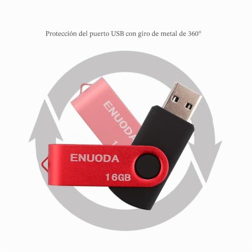 Miniatura 3 de Enuoda Memorias Usb 16gb 3 Piezas Pendrive Usb 2.0 Flash Drive Para Pc, Portátil, Audio De Coche Y Televisión Negro Plata Rojo