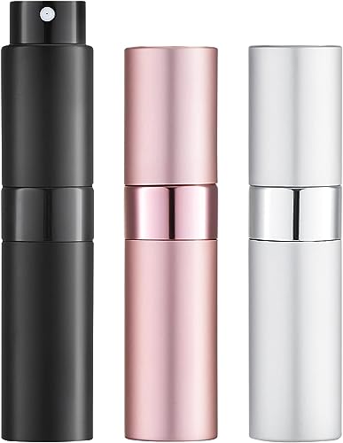 Image of 10ML Mini Perfume Atomizer Spray Bottle, Empty Refillable Glass Travel Cologne Sprayer for Men & Women with Refill Tools (Black /Pink /Silver)