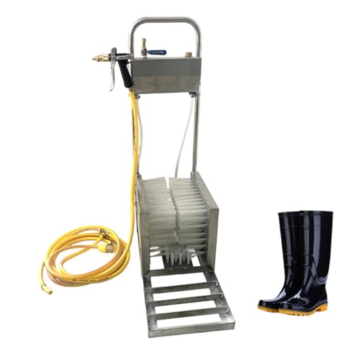 Limpiador de zapatos para botas de granja, manguera de 5 m, cepillo de acero inoxidable con pistola de pulverización para rancho y sitio de construcción