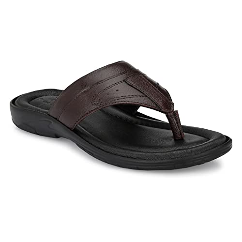 Image of Men's Genuine Leather Slippers | Thong Slippers For Men | Comfortable | Cushioned Insole | Durable | Handmade |