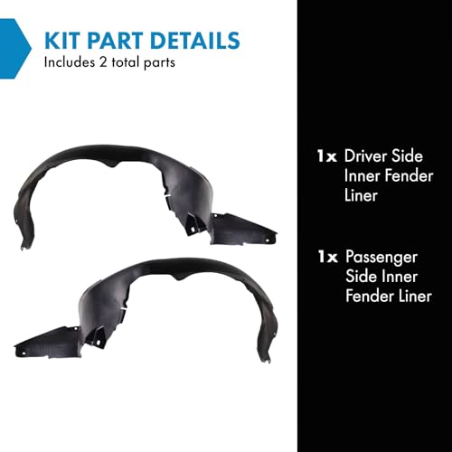 Image of TRQ Inner Fender Liner Set Compatible with 2007-2011 Chevrolet Aveo GM1250127 GM1251127