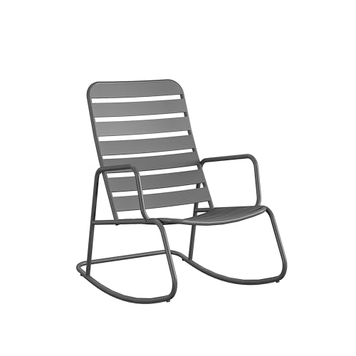 Novogratz88065CHC1E Poolside Gossip Collection, Roberta Outdoor/Indoor Rocking Chair, Charcoal Patio Rocker